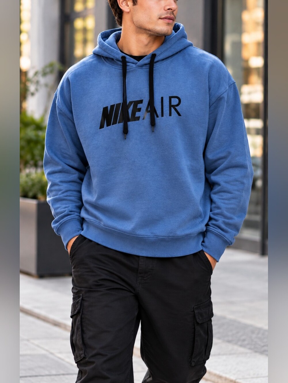 Nike Hoodie Logo Pullover Men’s Medium Y2K